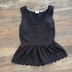 Anthropologie Dark Grey Scalloped Peplum